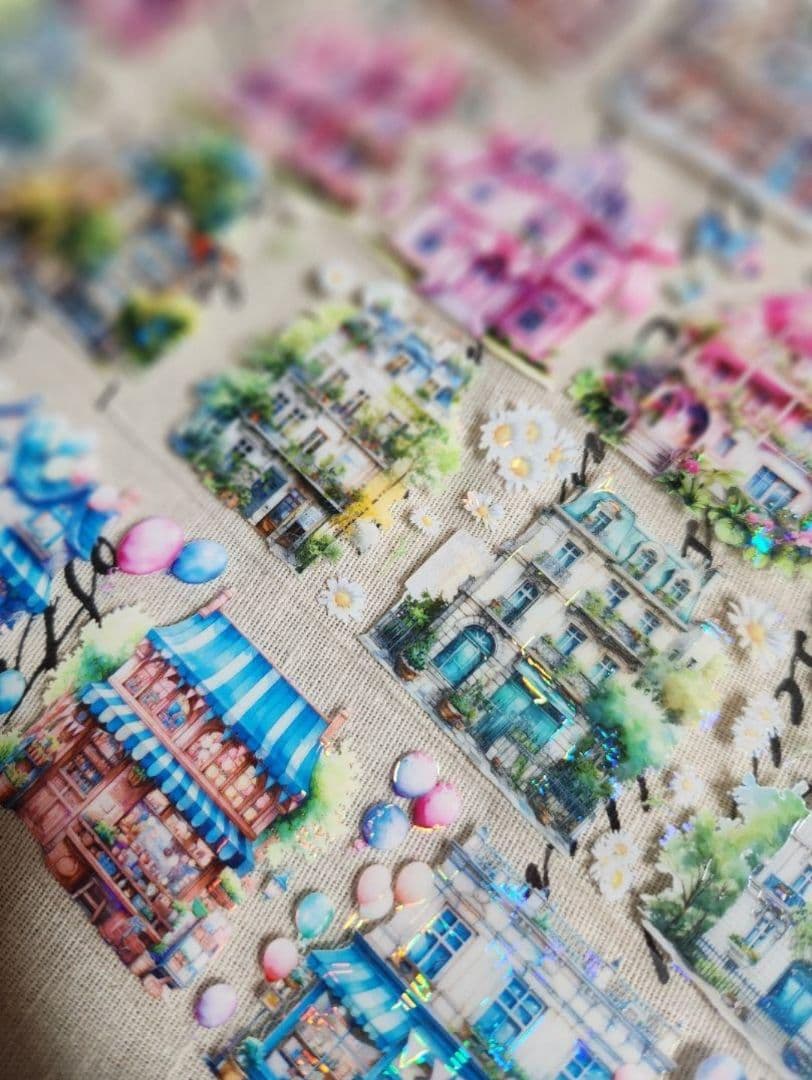 コラージュ マステ 家 背景 人物 各1ループ 切り売り おすそ分け