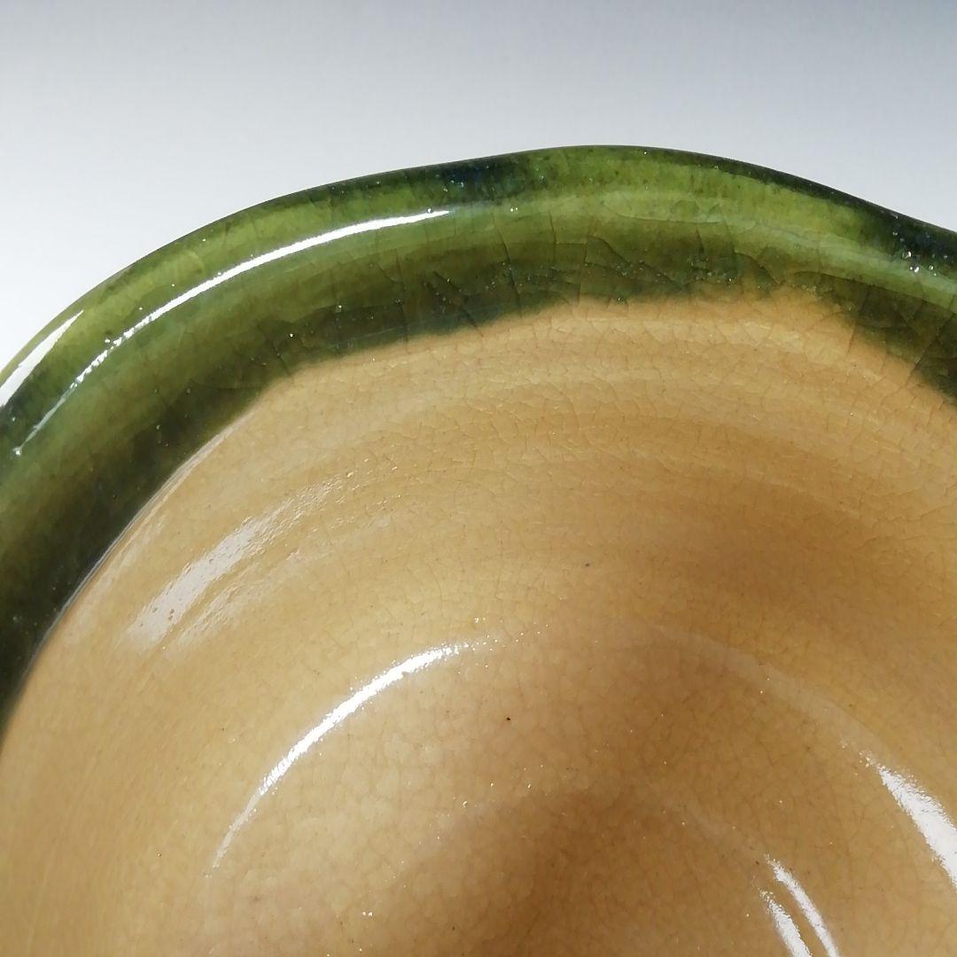 Ｔ７２７　茶碗　『織部茶碗』『作山窯　小池斉 造』　共箱　抹茶碗　茶道具