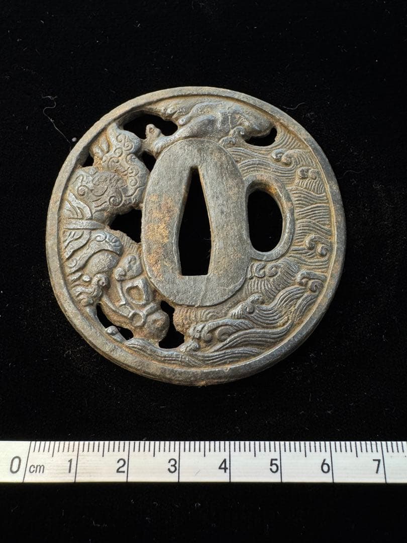 在銘 彦根住宗典 鉄地鐔 騎馬図 鍔 拵 日本刀 刀装具 骨董 古美術 江戸時代