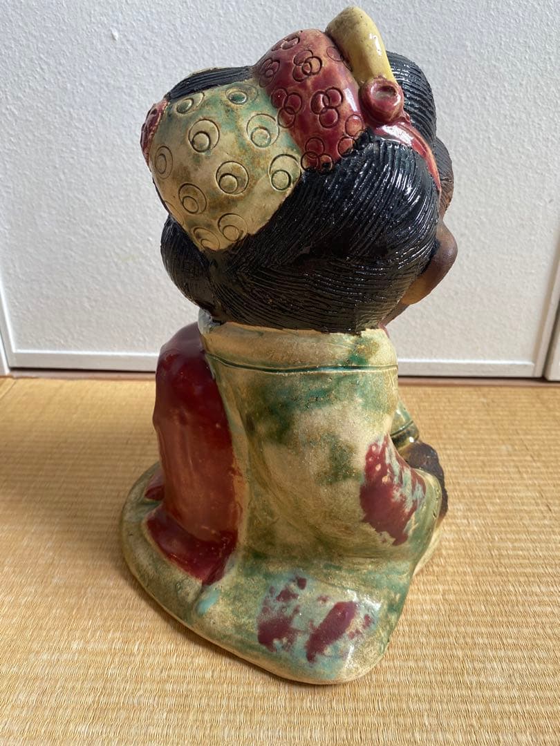 信楽焼 狸 たぬき タヌキ 女将 縁起物 インテリア 置物 陶器人形 お福さん