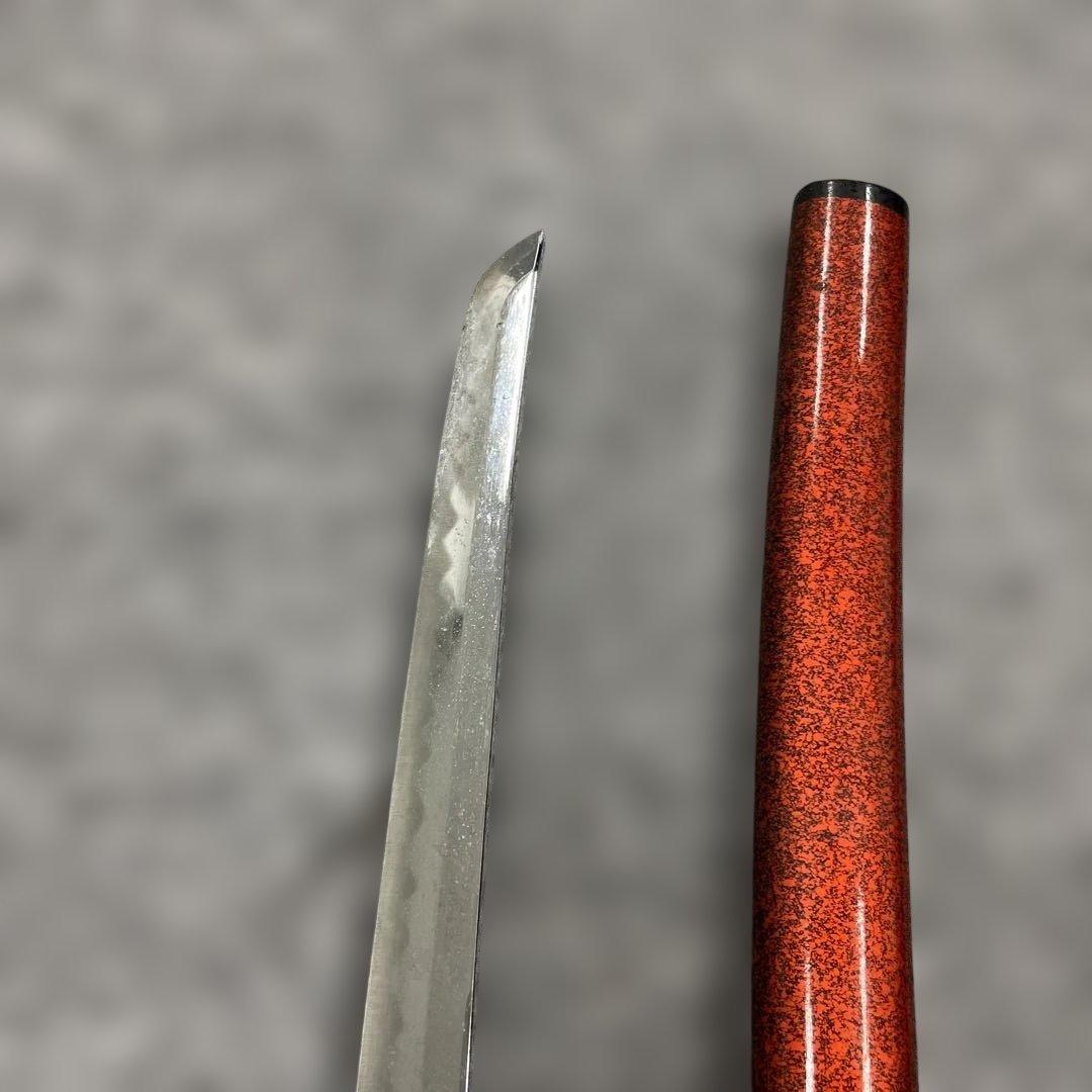 未開刃，模造刀、白鞘 刀 剣 長尺模造刀 模擬刀 劇亀甲模様の反り刀 赤い鞘付き