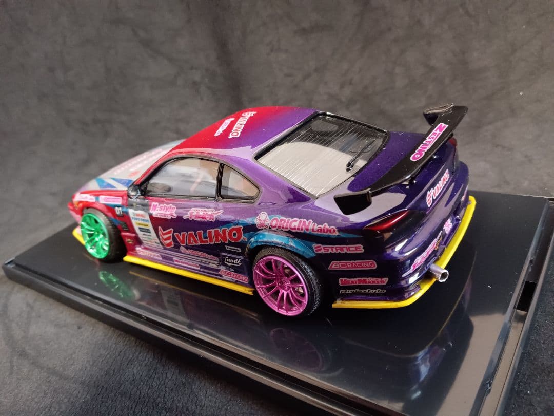 アオシマ 1/24 ニッサン S15シルビア D1プラモデル 完成品 ケース付