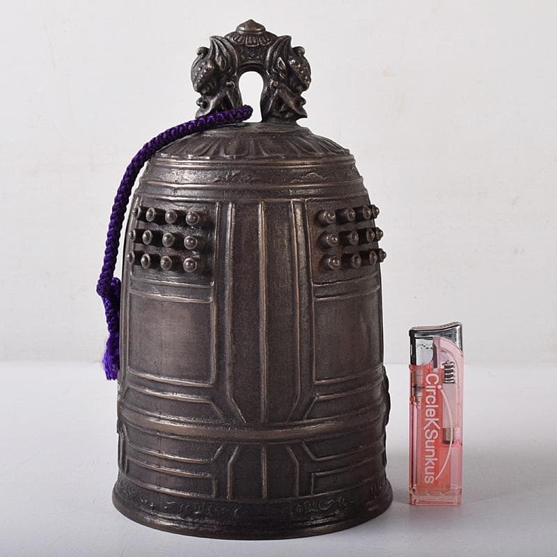 高岡銅器　晴光作　砂張　喚鐘　小槌付　共箱　M　R8443