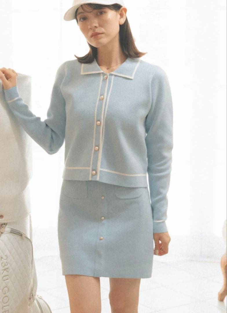 美品LE.NAN Lady knit jacket blue