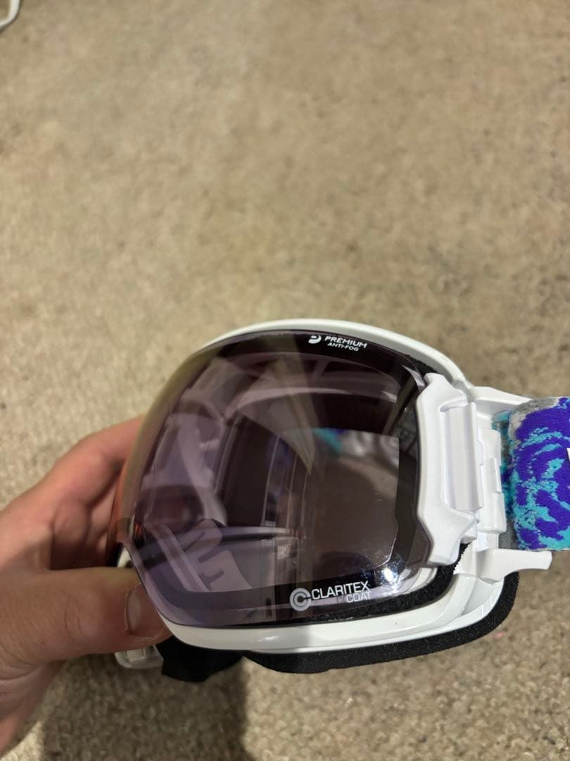 SWANS ゴーグル 換気付きホワイト/ブルー 収納ケース付き