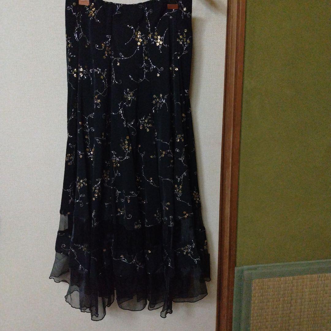 社交ダンスレッスン着　きらきら装飾スカート