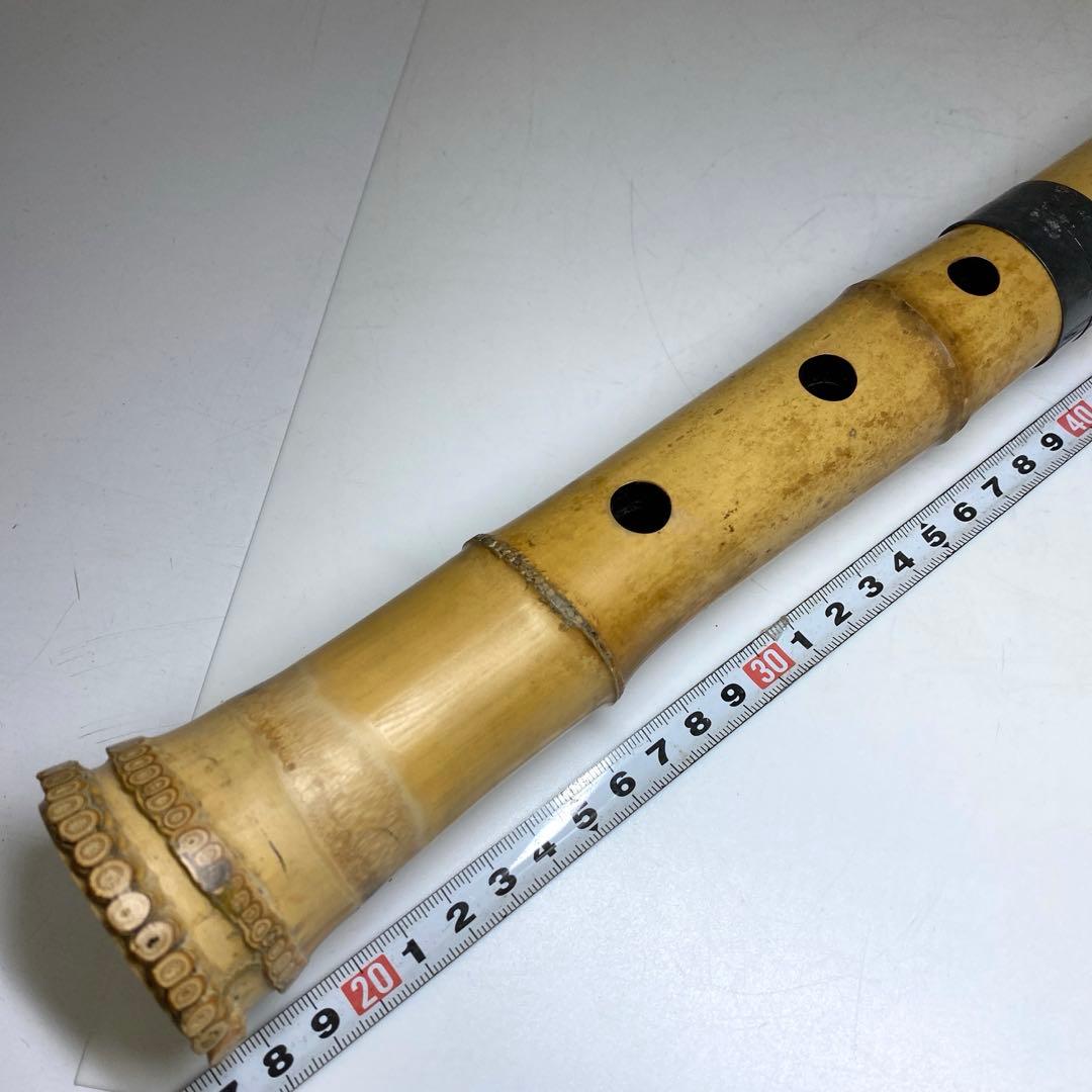 竹治在銘　銀巻尺八　約48.5cm 東N7-1025①