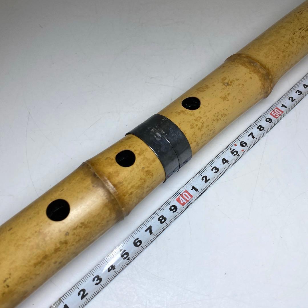 竹治在銘　銀巻尺八　約48.5cm 東N7-1025①