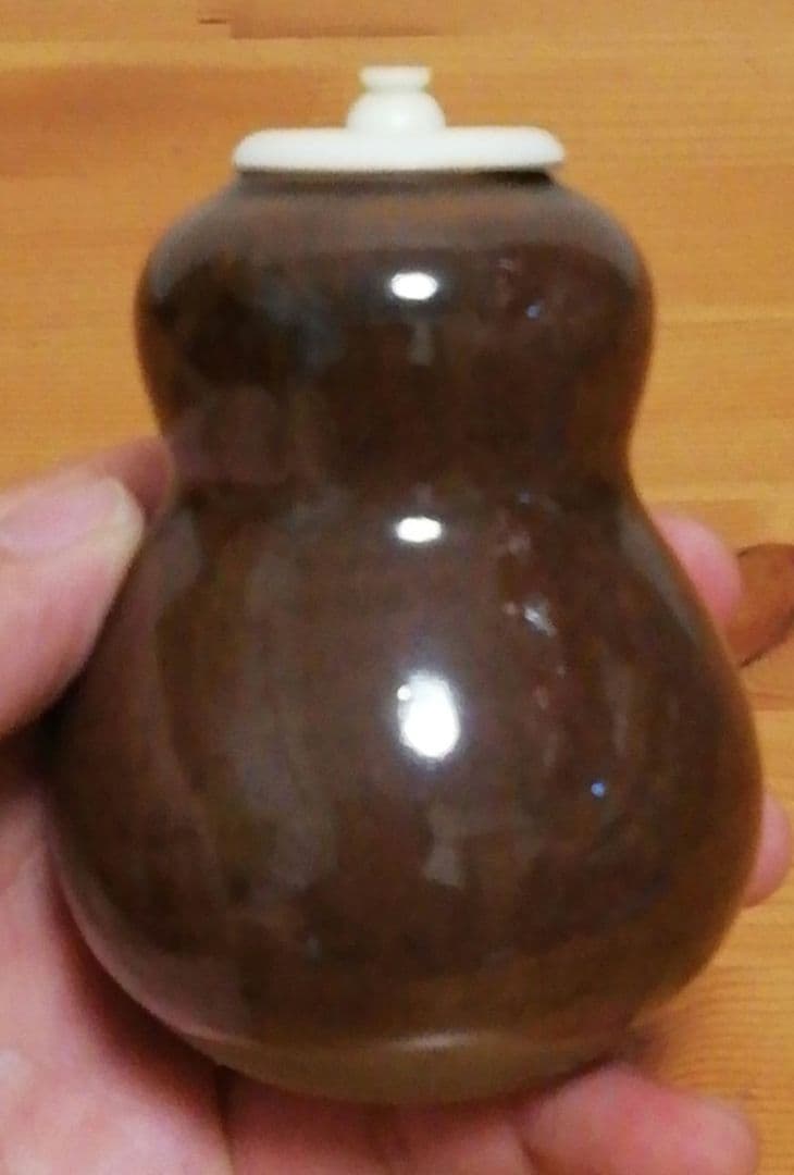 尋牛斎書付　膳所焼　銘『仙人』　瓢　茶入　共箱　茶道具