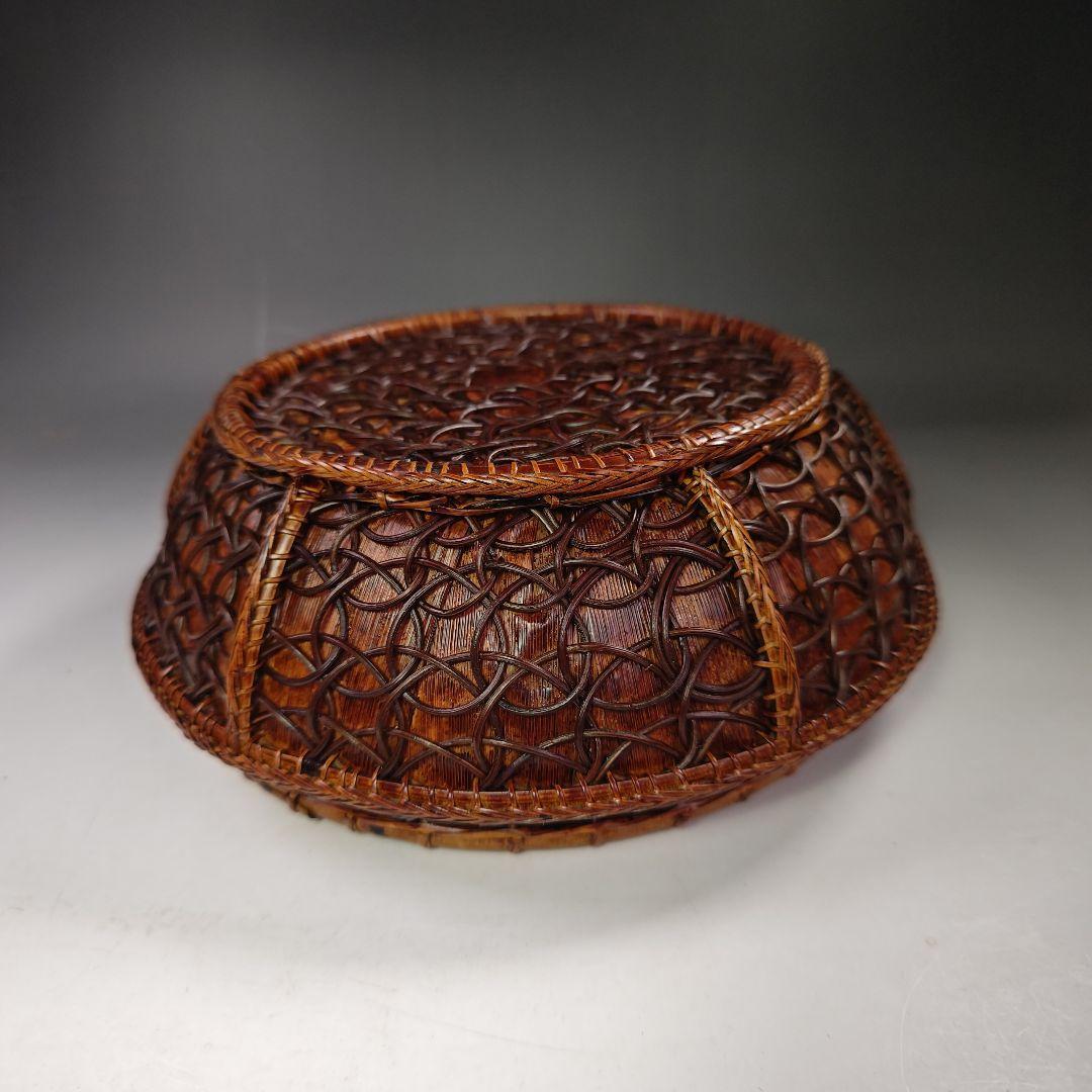 イ595 炭斗『田中篁斎造』『玄々斎好　七宝組炭斗　竹編　炭取　共箱』茶道具