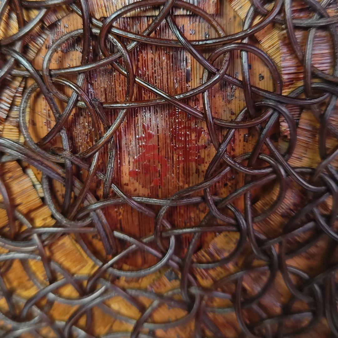 イ595 炭斗『田中篁斎造』『玄々斎好　七宝組炭斗　竹編　炭取　共箱』茶道具