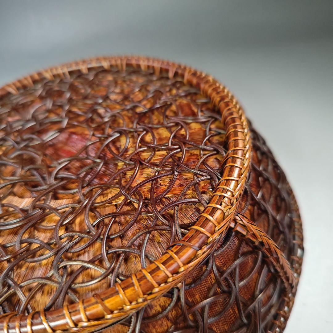 イ595 炭斗『田中篁斎造』『玄々斎好　七宝組炭斗　竹編　炭取　共箱』茶道具