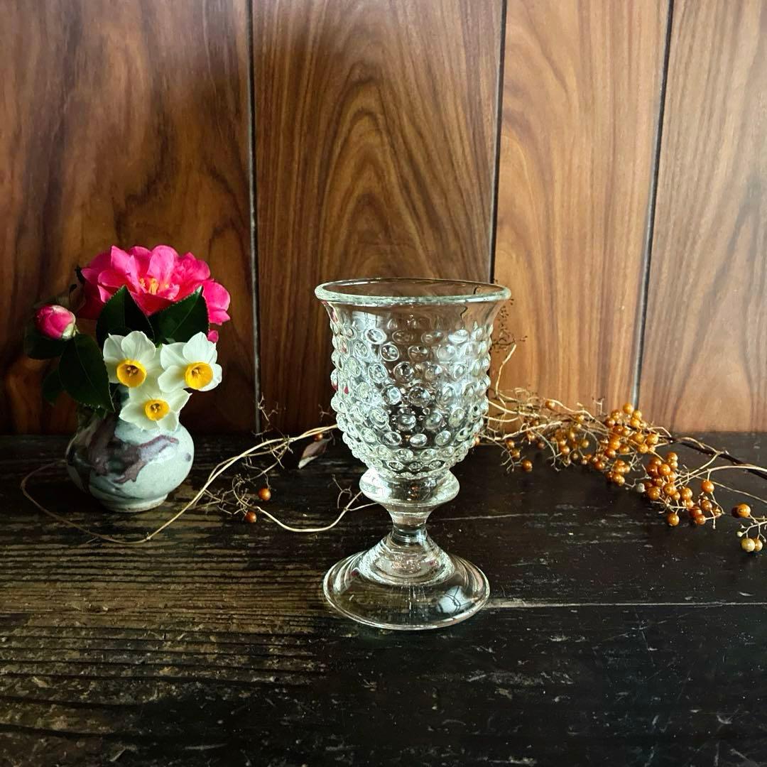 骨董　作家物　スタジオガラス　舩木倭帆　霰ガラス　ワイングラス　1客②