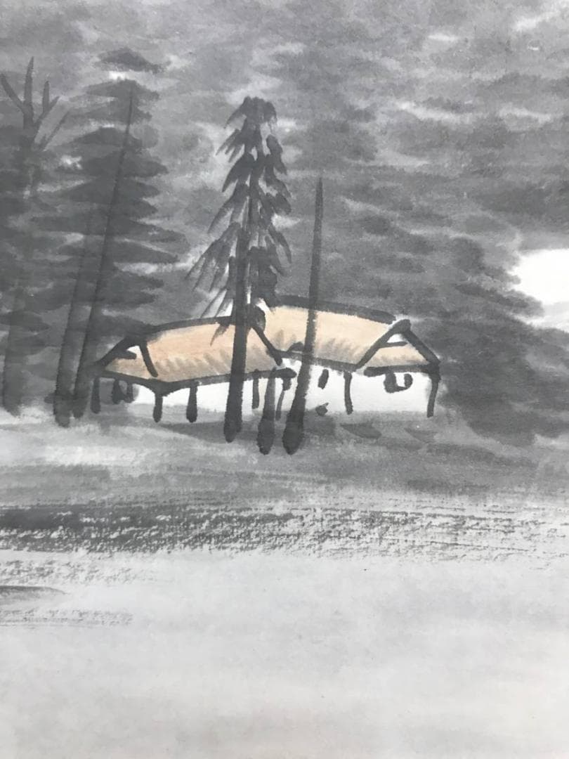 【真作】水田硯山/江山煙翠図/山水図/掛軸/名家伝来/AC-712