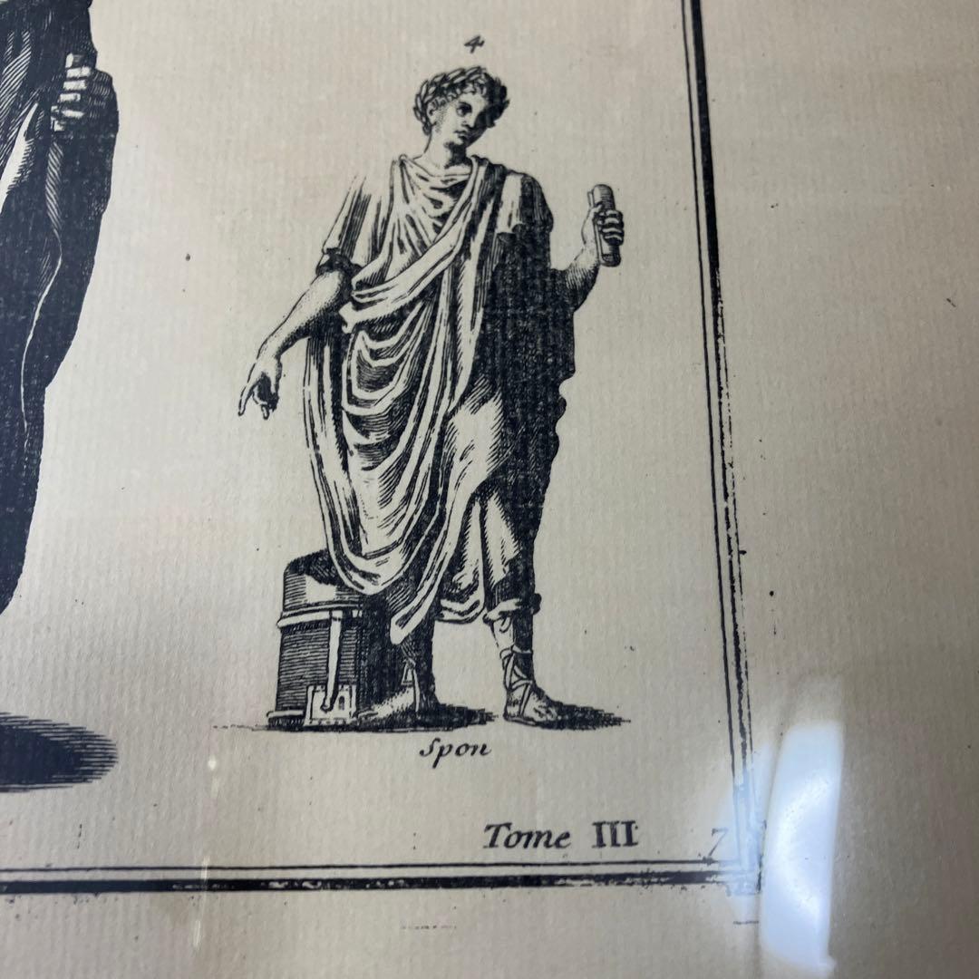 アンティーク　フランス銅版画　ローマ人の服　特大サイズ　額