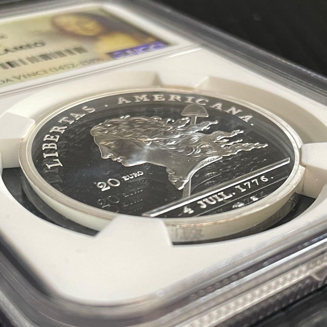 フランス「リベルタス・アメリカーナ」20ユーロ 銀貨 PF70 ウルトラカメオ