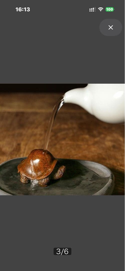 カメ 銅製 銅器 茶道、開運招財 亀の彫刻 茶色 小型