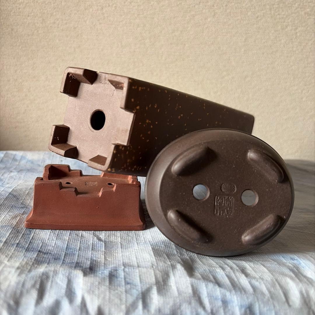 中国宜興　植木鉢　朱泥　黒泥　中国　アンティーク　China