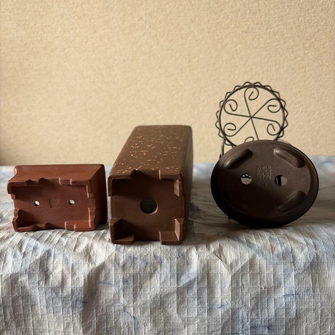 中国宜興　植木鉢　朱泥　黒泥　中国　アンティーク　China