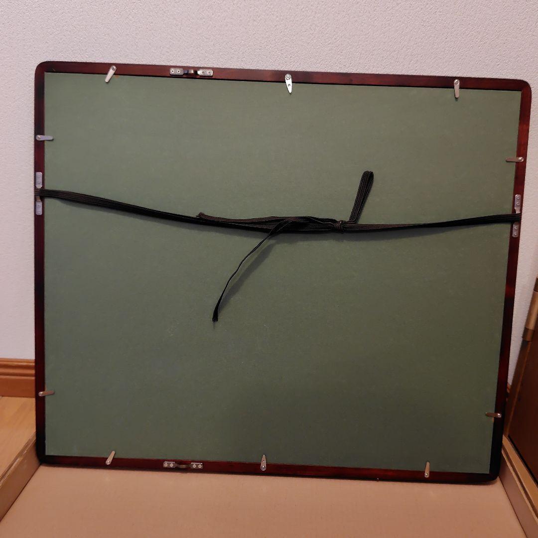 日本画　傘を差す女性画　額縁【銘入り】