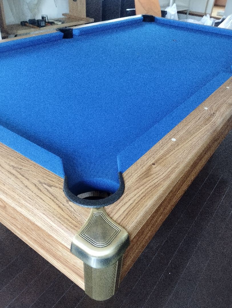 【中古美品】ビリヤード台 青 オーク仕上げ 引き取り、着払い限定