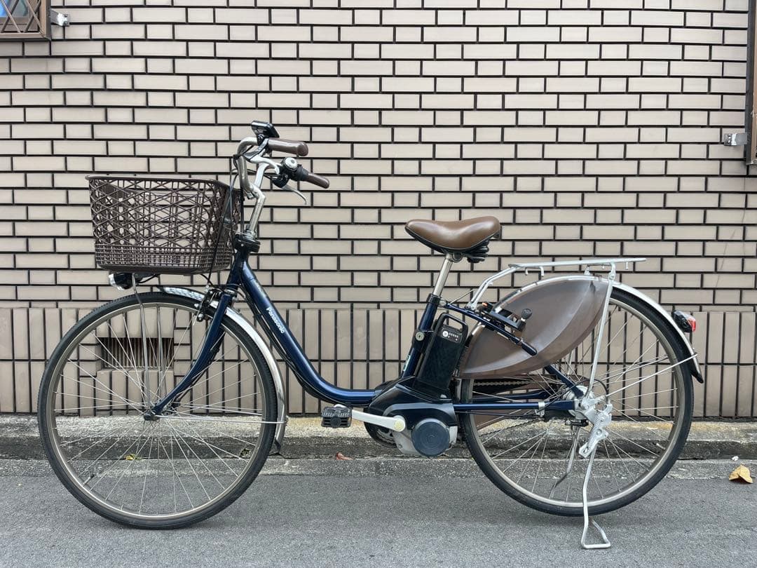電動アシスト自転車 ネイビー 前カゴ付き