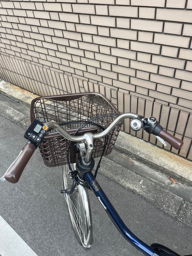 電動アシスト自転車 ネイビー 前カゴ付き