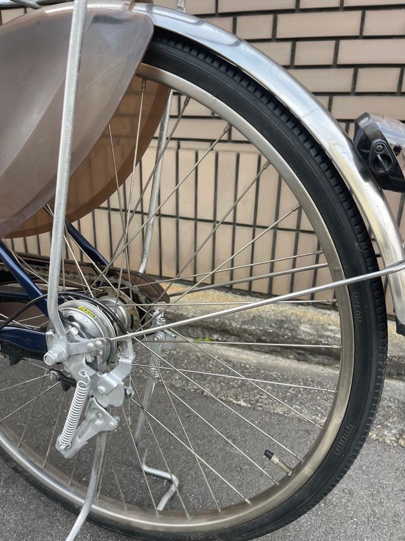 電動アシスト自転車 ネイビー 前カゴ付き