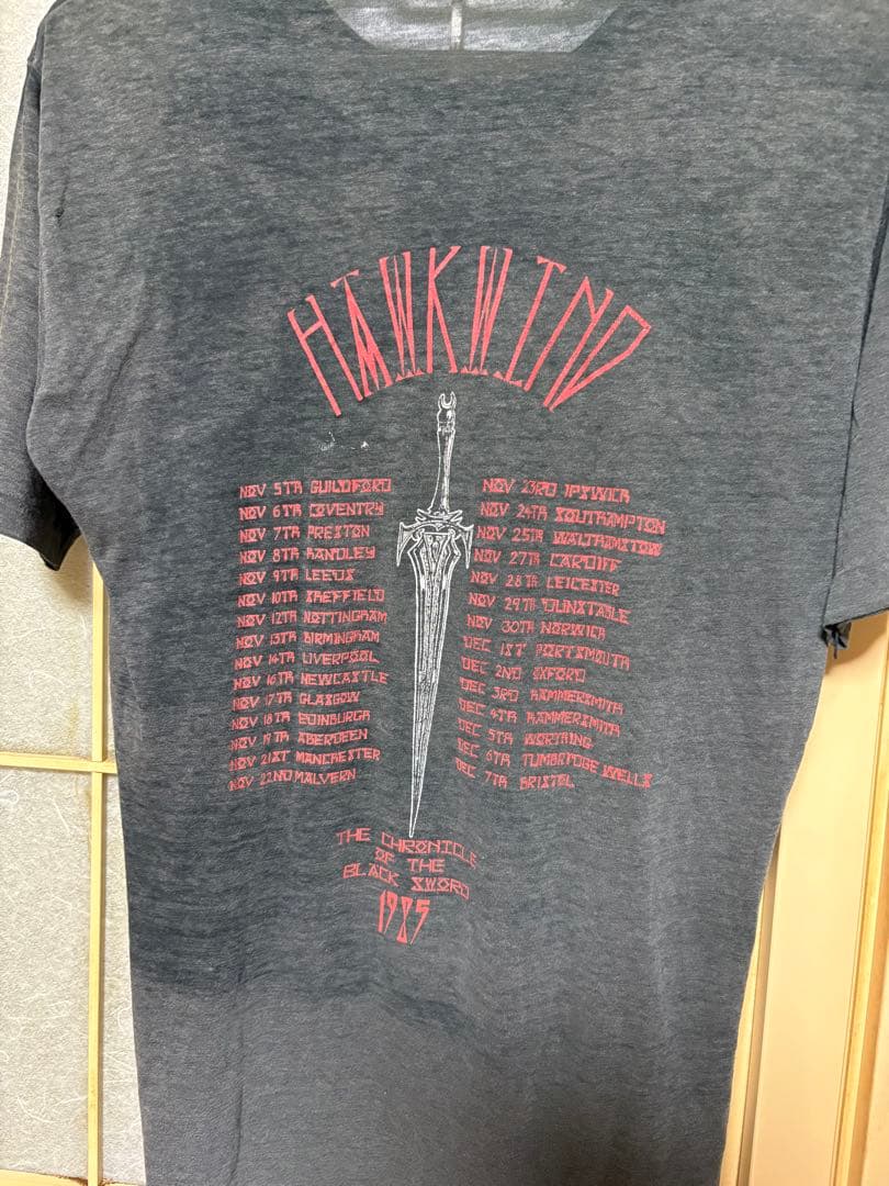 ヴィンテージ　HAWKWIND 1985UK TOUR Tシャツ　スミ黒￼