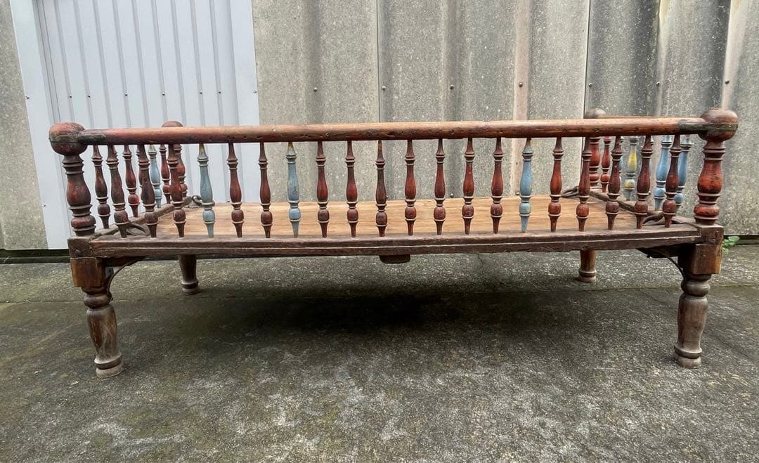 稀少/アンティーク/インド/インド家具/古材/長椅子/ベンチ/店舗什器