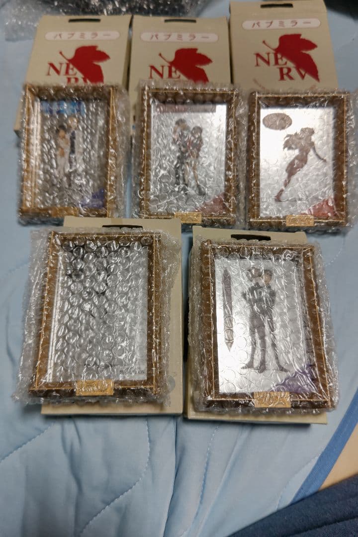 エヴァンゲリオン　パブミラー　5セット箱入り　額縁ゴールドタイプ