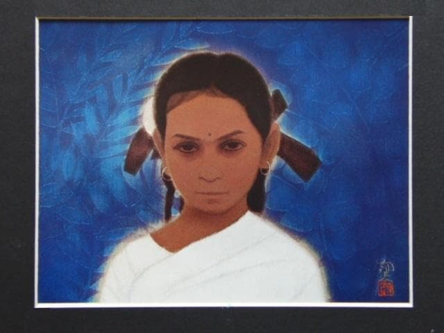 平山郁夫、【インドの少女】、希少画集画より、状態良好、新品高級額装付