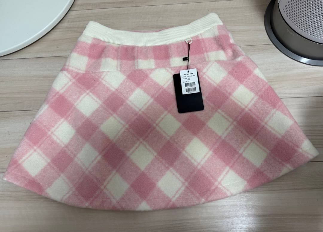 XEXYMIX ウールライク チェック柄 台形スカート 裏起毛ショートパンツ付き