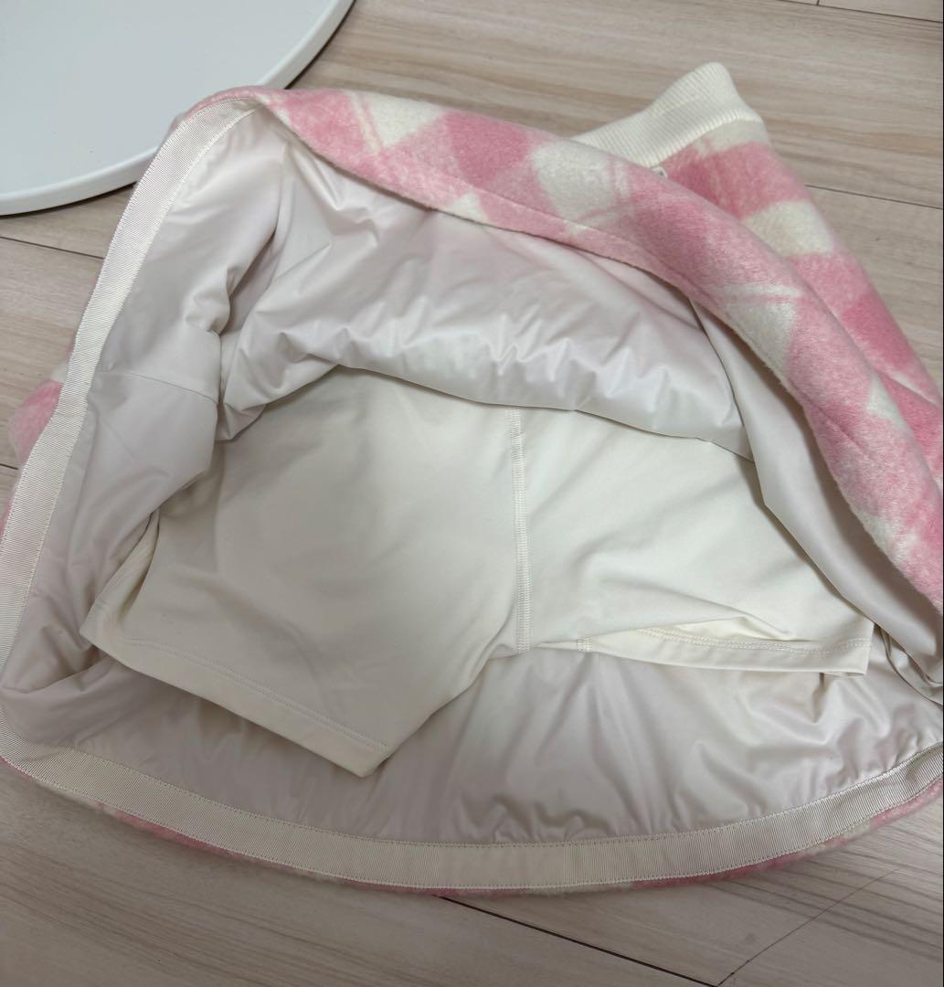 XEXYMIX ウールライク チェック柄 台形スカート 裏起毛ショートパンツ付き