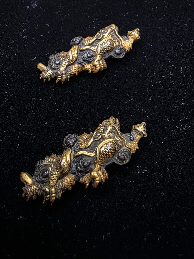 無銘 目貫 赤銅地 雲龍図 拵 日本刀 刀装具 骨董 古美術 江戸時代 時代物