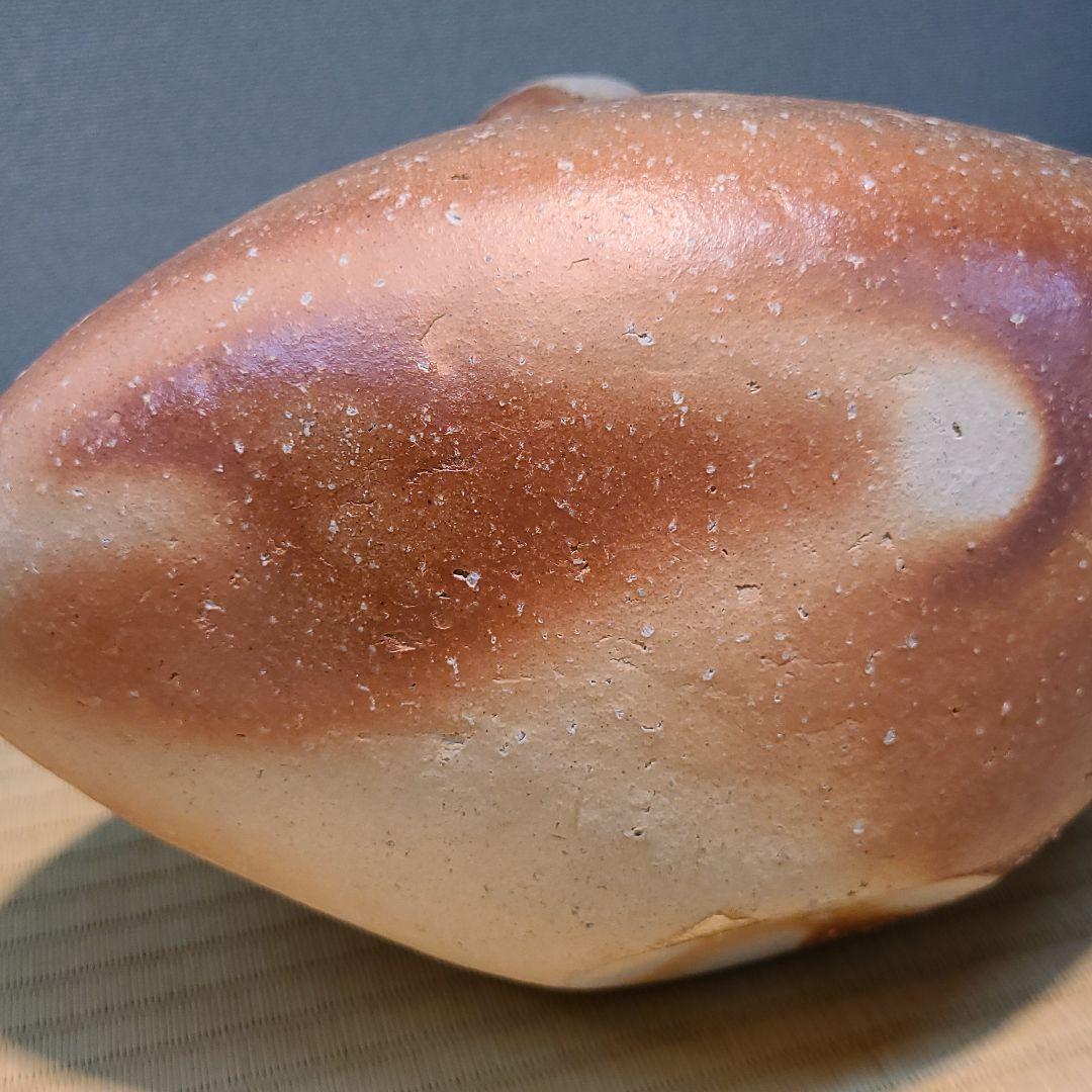 信楽焼 加藤隆彦作 長型壷 長径9.5寸（約28cm） 共箱 本物保証