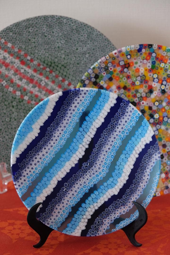 ヴェネチアングラス ミルフィオリ プレート エルコーレモレッティ 飯塚亜裕子