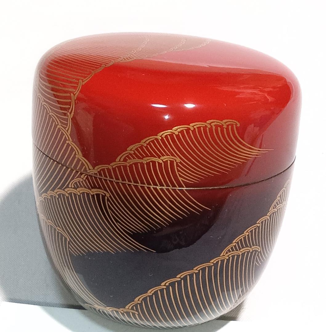 茶道具　輪島塗　蒔絵師　比古田外記作　曙蒔絵中棗　美術品級　美品！！