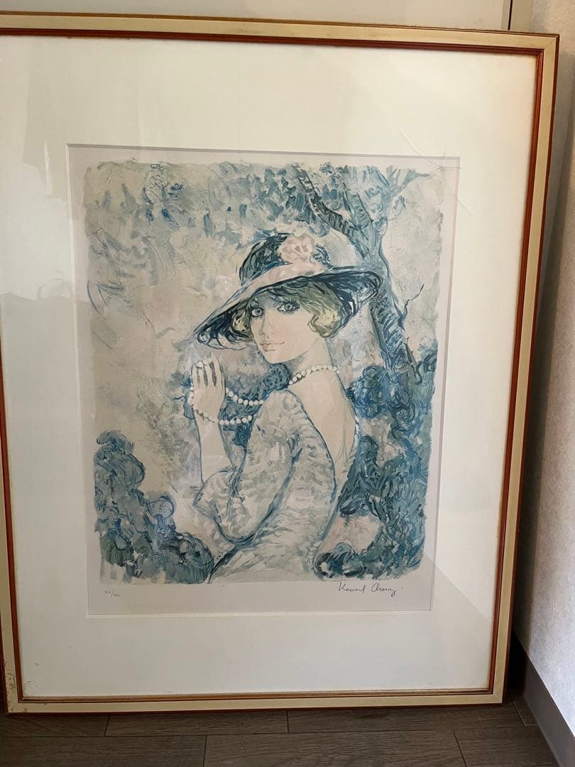 アンティーク　真作　ベルナール シャロワ作　リトルグラフ　直筆サイン　水彩画