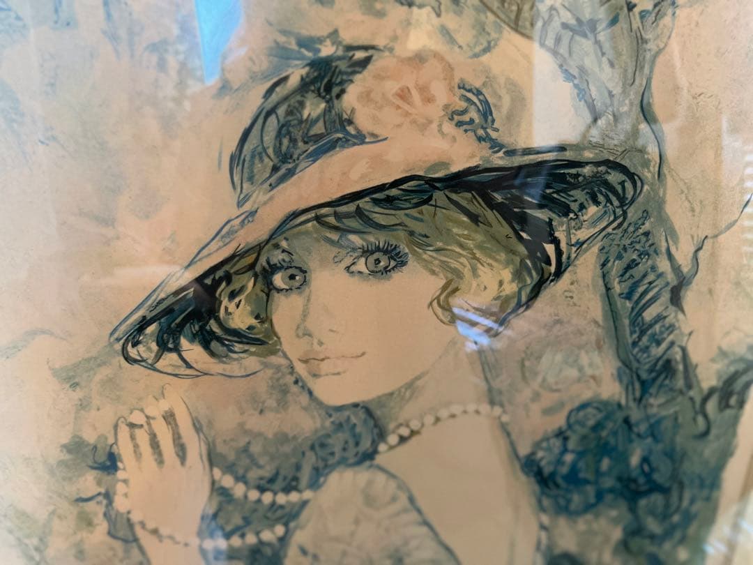 アンティーク　真作　ベルナール シャロワ作　リトルグラフ　直筆サイン　水彩画