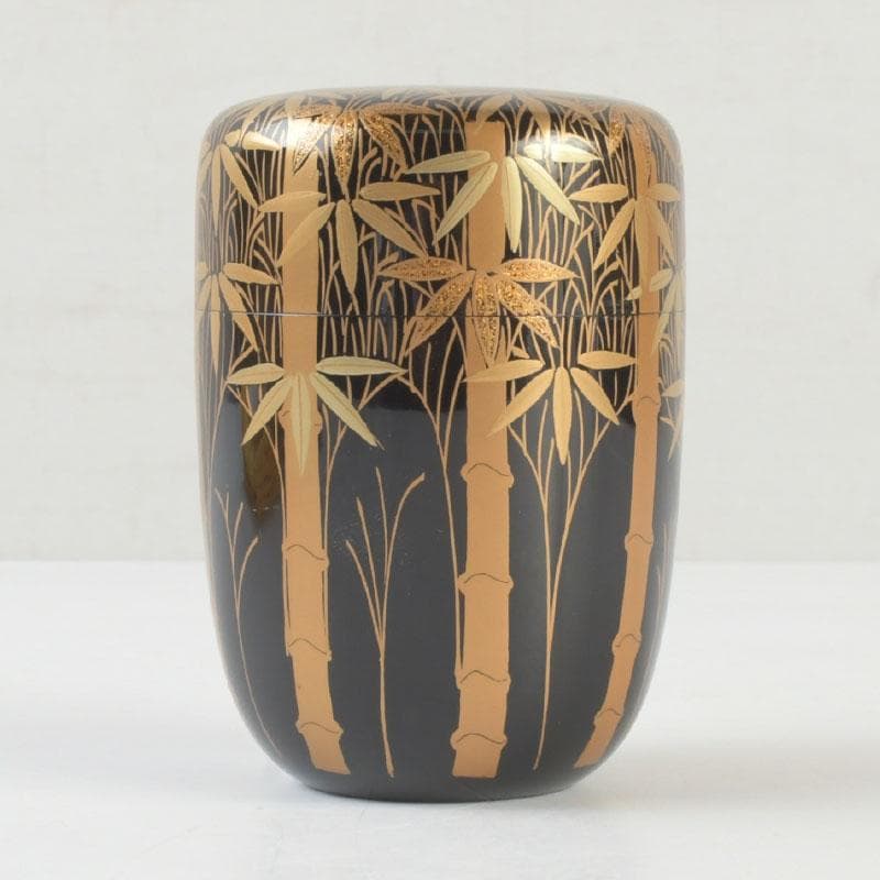 茶道具　山内幸男　号漆峰　竹林蒔絵　細棗　共布共箱　V　9778