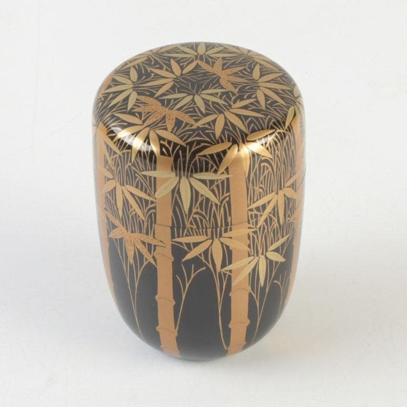 茶道具　山内幸男　号漆峰　竹林蒔絵　細棗　共布共箱　V　9778