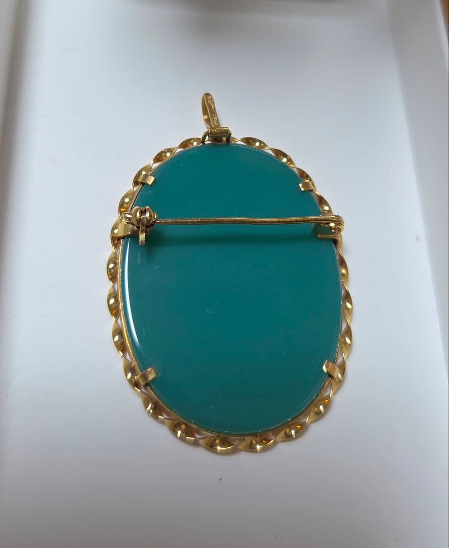 18金カメオブローチ兼ペンダントトップ(メノー)