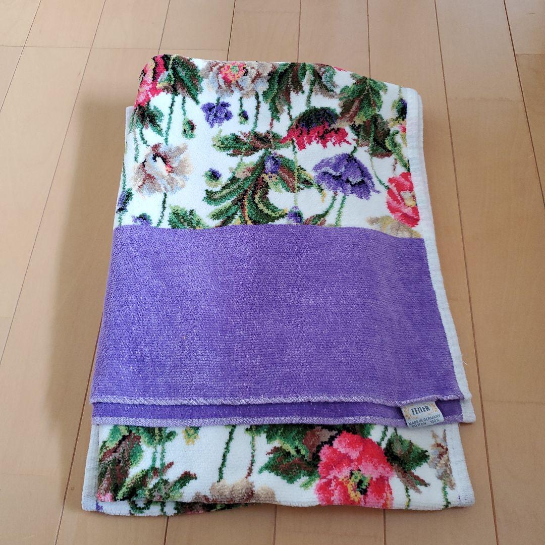週末のみお値下げ　Filler バスタオル 紫色 花柄