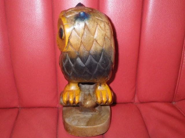 フクロウ★木彫り★置物★OWL★ミミズク★鳥★梟★縁起物★レトロ★不苦労★可愛い