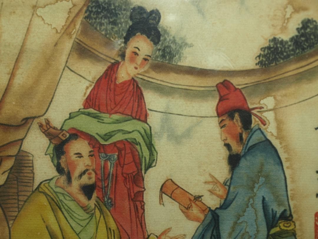 近所の蔵出品　　中国清時代木製肉筆絵※激安骨董品 N1486B21-2