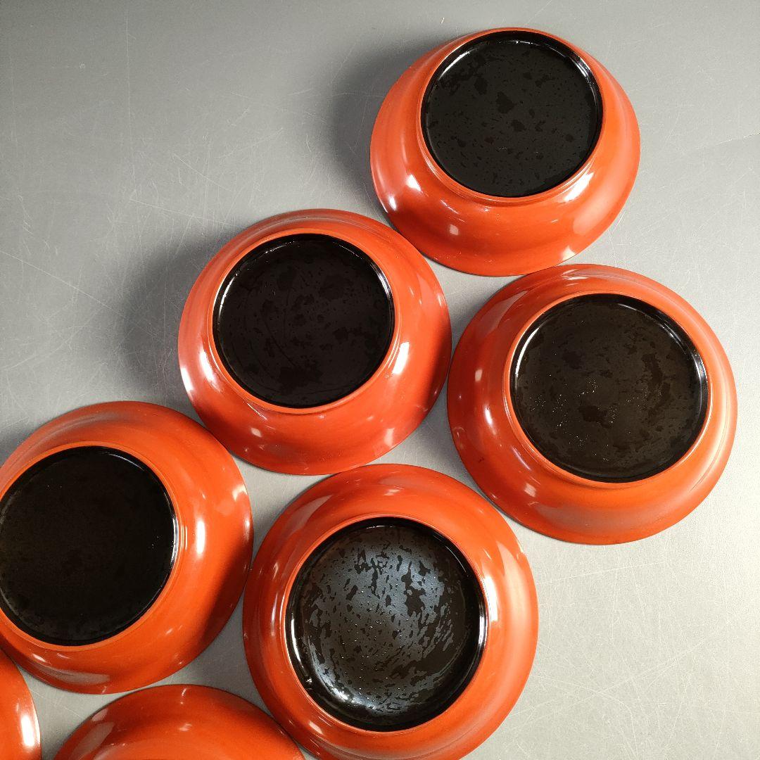 A1375-5/輪島塗/金彩松竹梅堀画輪島朱色木皿20客/向付/懐石道具/銘々皿