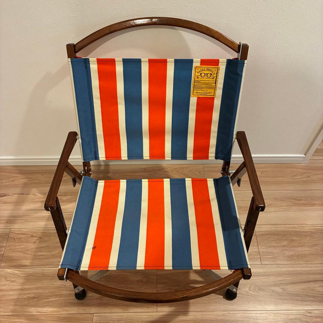 ネイタルデザイン　カーミットチェア　レトロストライプ　ウォルナット