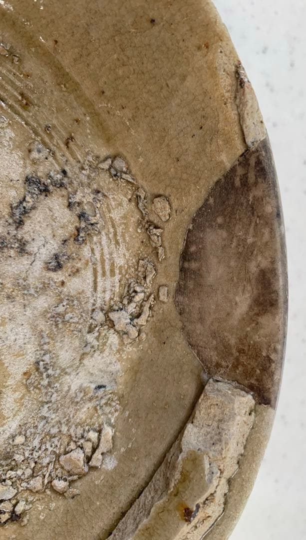 希少　古瀬戸　灰釉　沈線文皿　本銀直し　発掘伝世品　五寸皿　鉢