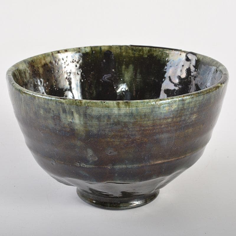 茶道具　石川県小松焼　青楽茶碗　時代箱　極め二重箱　D　R6834